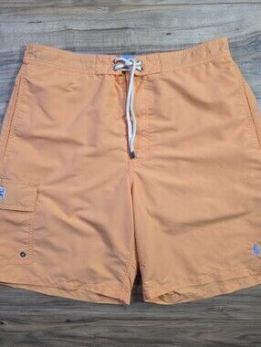 POLO RALPH LAUREN Kailua Cargo Swim Trunks Large Orange Splash